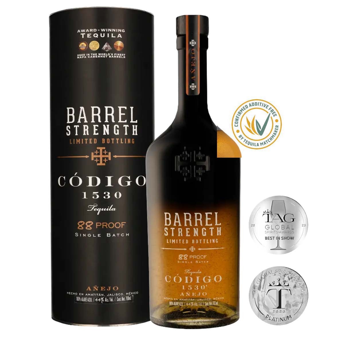 CODIGO 1530 TEQUILA BARREL STRENGTH AÑEJO 44% (1 X 0.7 L)