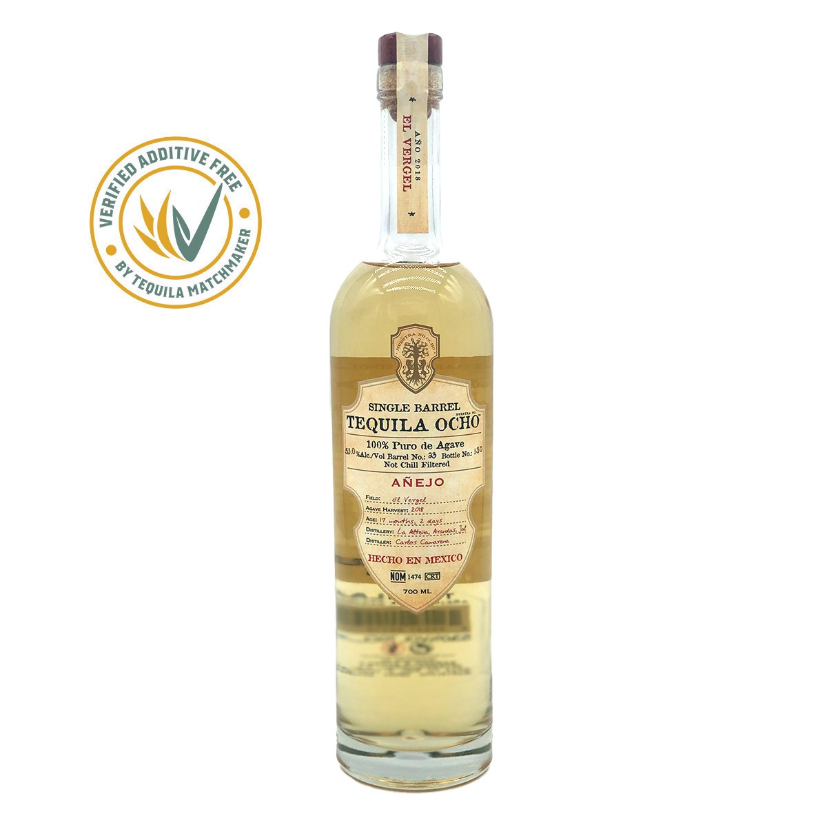 OCHO TEQUILA AÑEJO | EL VERGEL 2018 | 53% SINGLE BARREL (1 X 0.7 L)