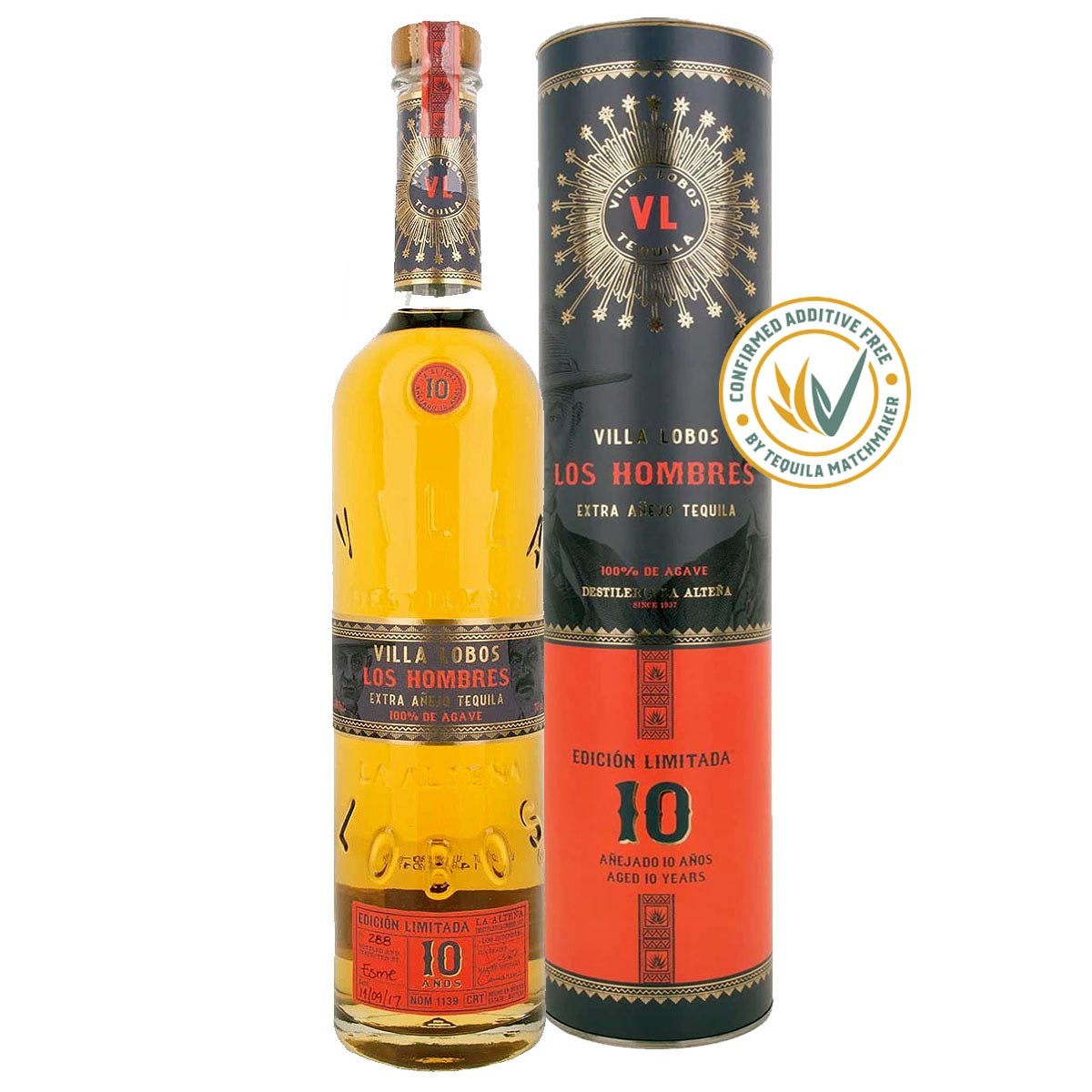 VILLA LOBOS TEQUILA LOS HOMBRES 10 AÑOS EXTRA AÑEJO 40% (1 X 0.7 L)