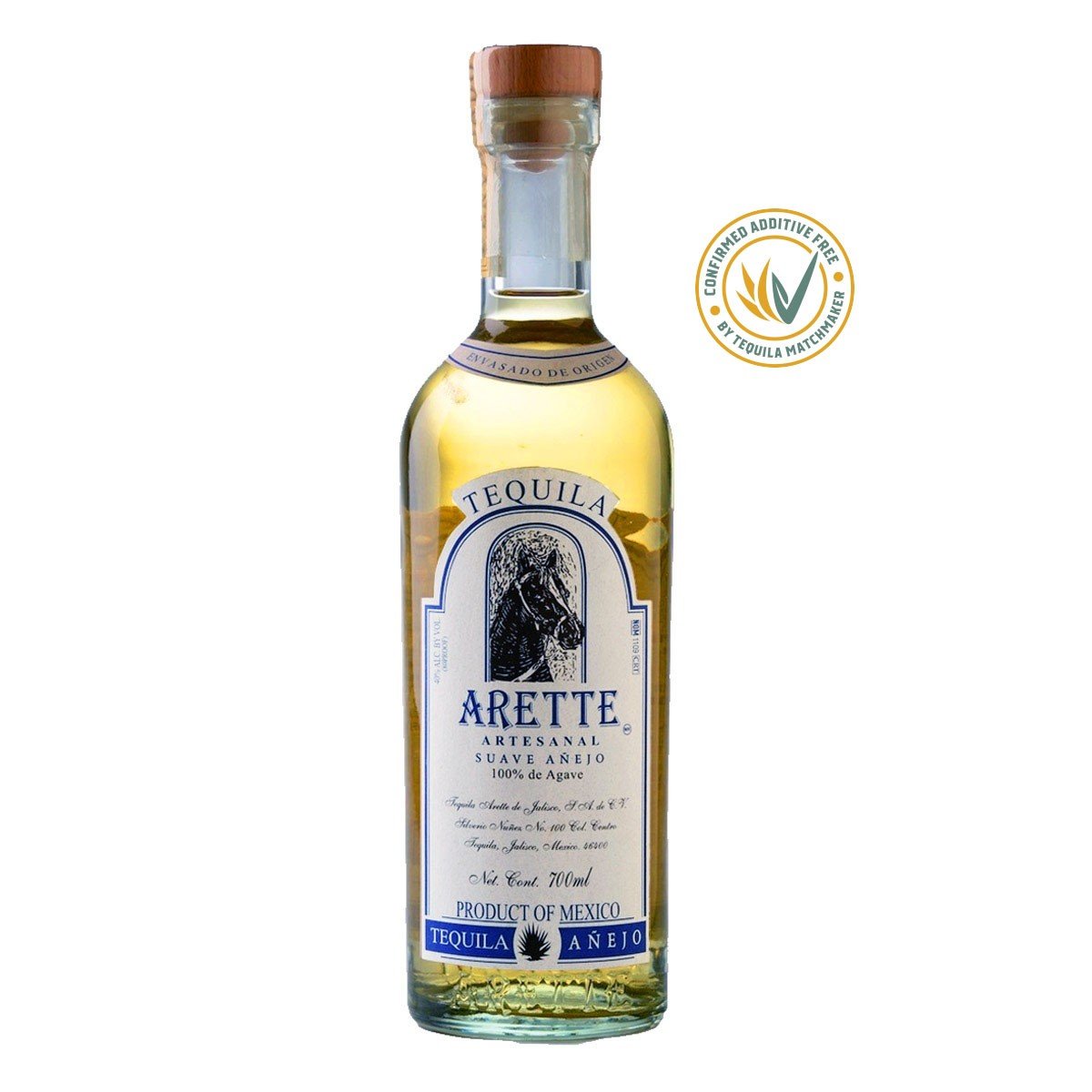 ARETTE TEQUILA ARTESANAL SUAVE AÑEJO 38% (1 X 0.7 L)